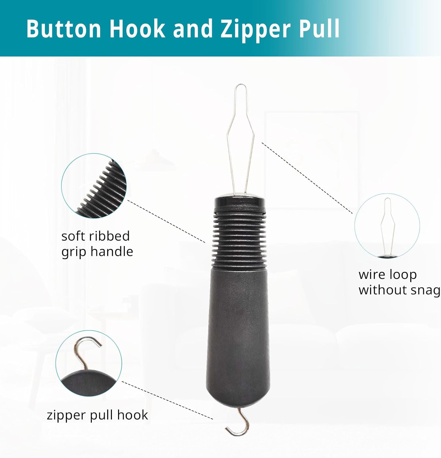 2 Pack Button Hook and Zipper Pull - Button Hook Tool - Button Helper Tool - 2 in 1 Dressing Aid Assist for Senior Elderly Arthritis Disabled