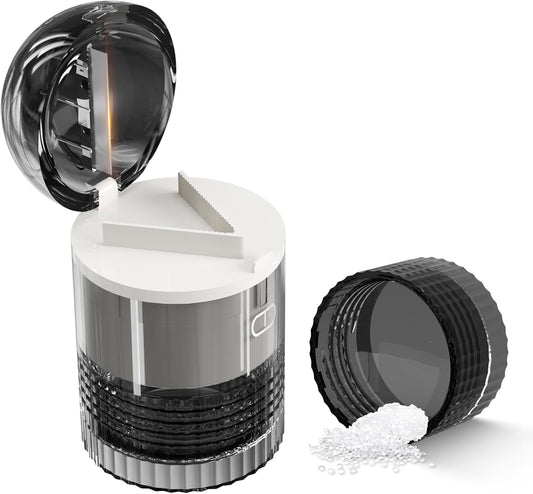 4-in-1 Pill Crusher and Pill Cutter,Pill Crusher Fine Powder,Pill Cutter for Small or Large Pills,Vitamins, Tablets, Stainless Steel Blade, Removable Drinking Cup