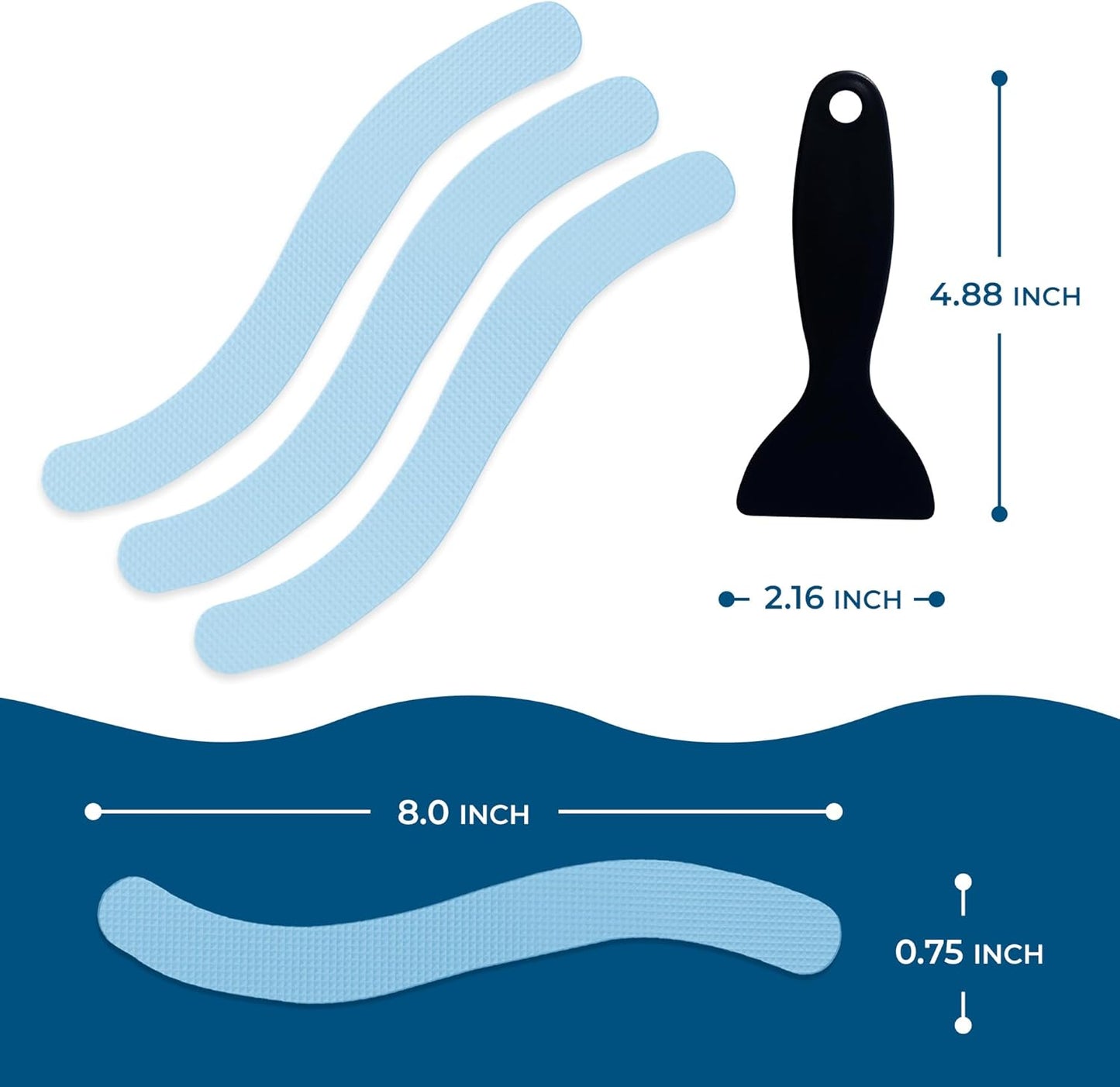 Homergy Anti Slip Shower Stickers 24 PCS, Blue Non-Slip Shower Strips for Adults, Premium Adhesive Bath Tub Stickers