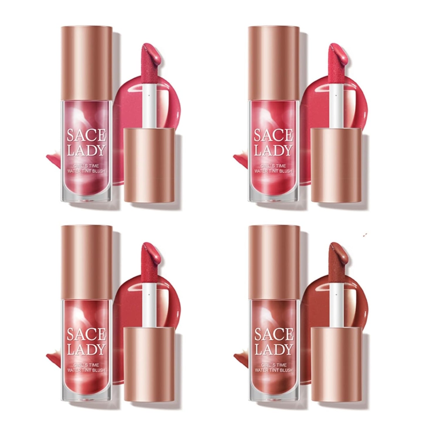 4 Colors Liquid Blush Makeup Kit, Long Lasting Pigmented Natural Matte Face Blush Cream Gel, Lightweight, Blendable, Cruelty Free Women Face Cosmetics Set 4Pcs