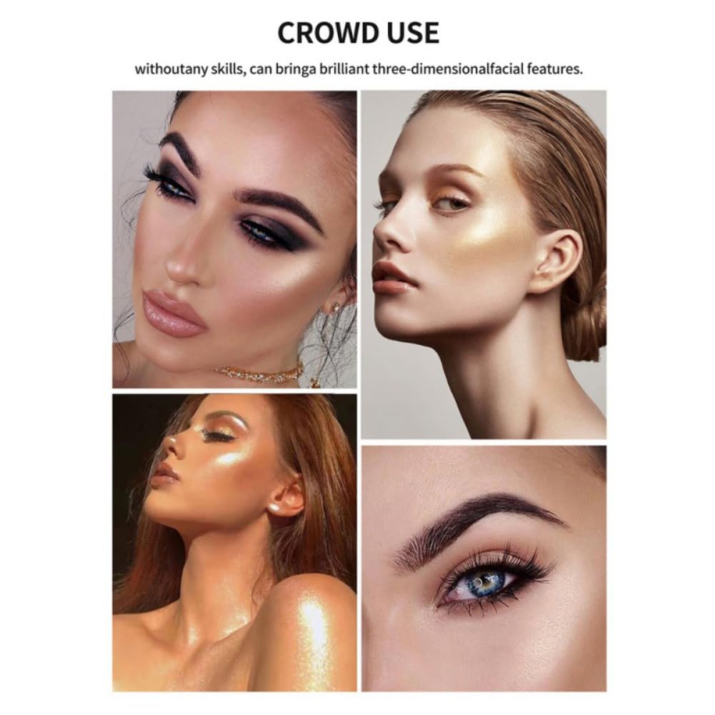 White Highlighter Makeup Palette, Face Highlighter Palette Glitter Highlighter Palette Shimmer Highlighter Powder for Face Cheek Illuminator Iluminadores de Maquillaje (01)