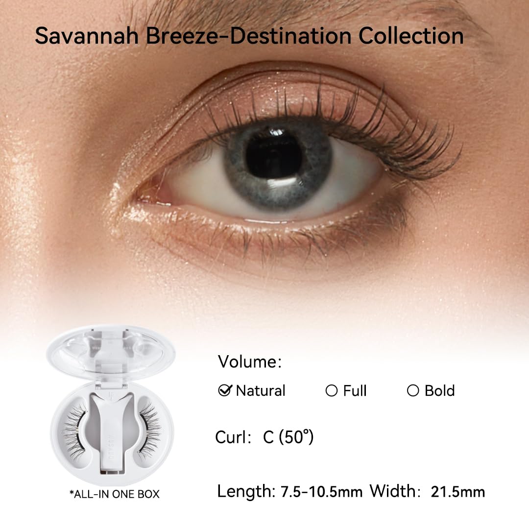 Magnetic Eyelashes with Applicator Kit, [No.28 Destination Collection: Sedona Trail] Reusable Magnetic Lashes without Eyeliner, Glue-free False Lashes, Waterproof, Lightweight