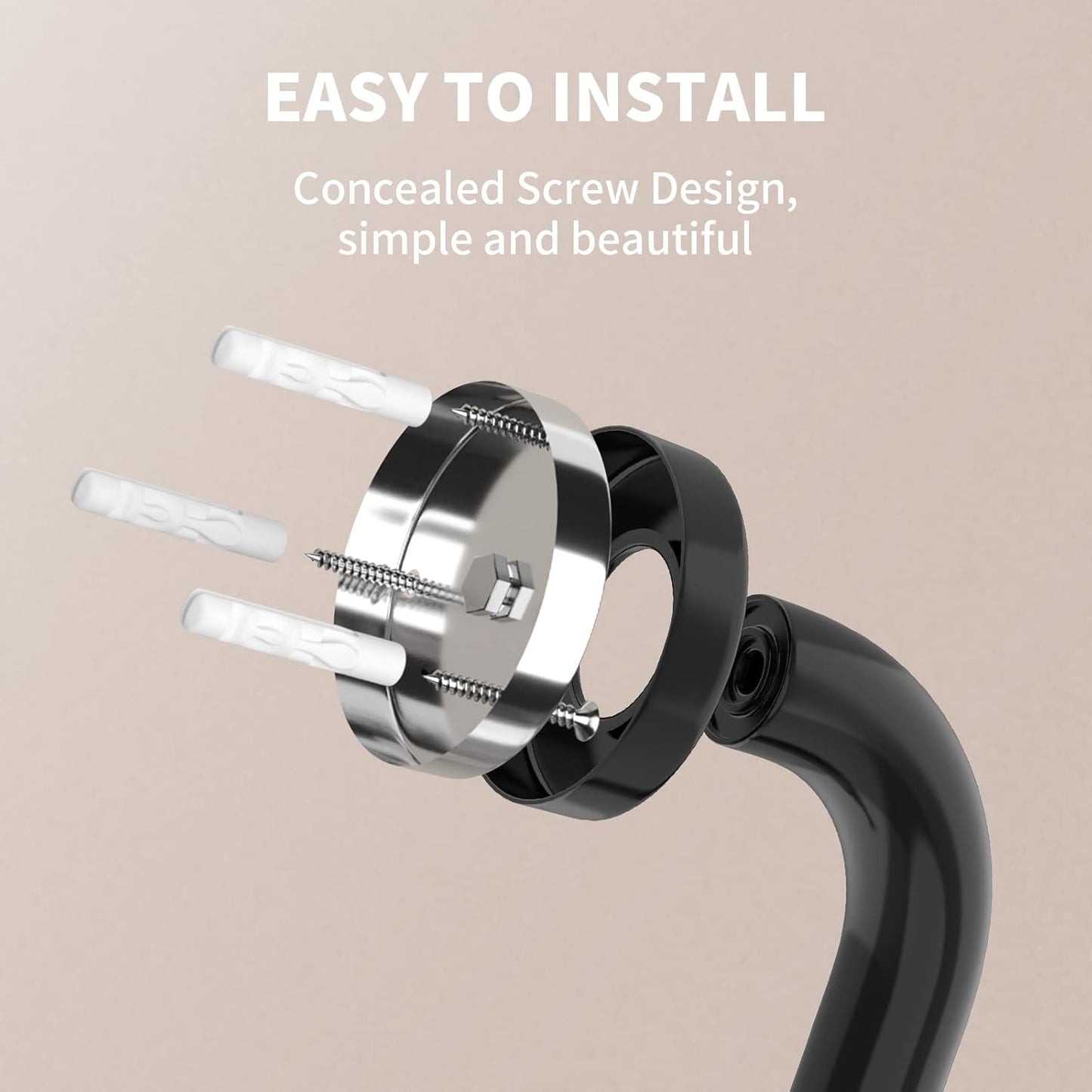 24 Inch Shower Grab Bar w/Anti Slip Rubber Grip, Munzong Black Stainless Steel Bathroom Grab Bar, Bathroom Balance Bar,Safety Handrail Support,Handicap Injury Elderly Senior Assist Bath Handle