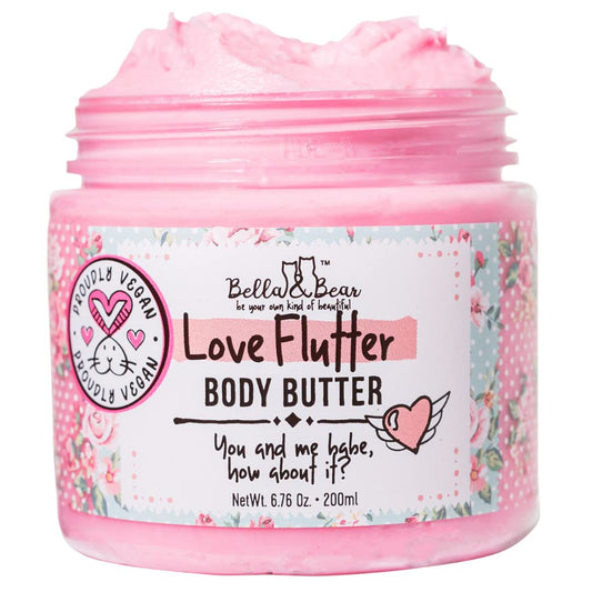 Bella and Bear Love Flutter Body Butter, Hydrating Formula, Soften & Prevent Scars, Stretch Mark Cream, 6.7oz x 12 Bulk