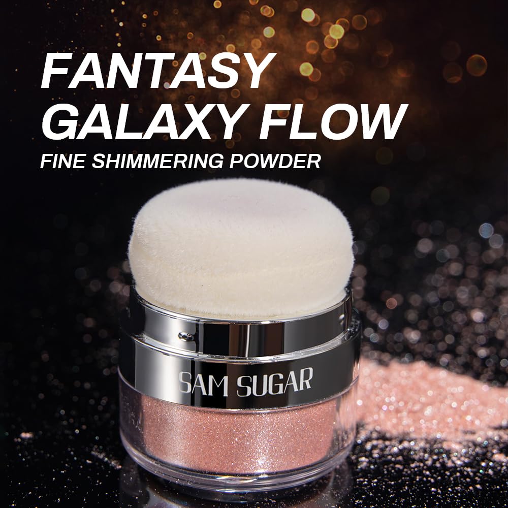 Glitter Body Highlighter Powder Body Shimmer Sparkle Face Brightening Highlighter Powder for Face Eyes Body Glow Makeup With sponge head（07#）