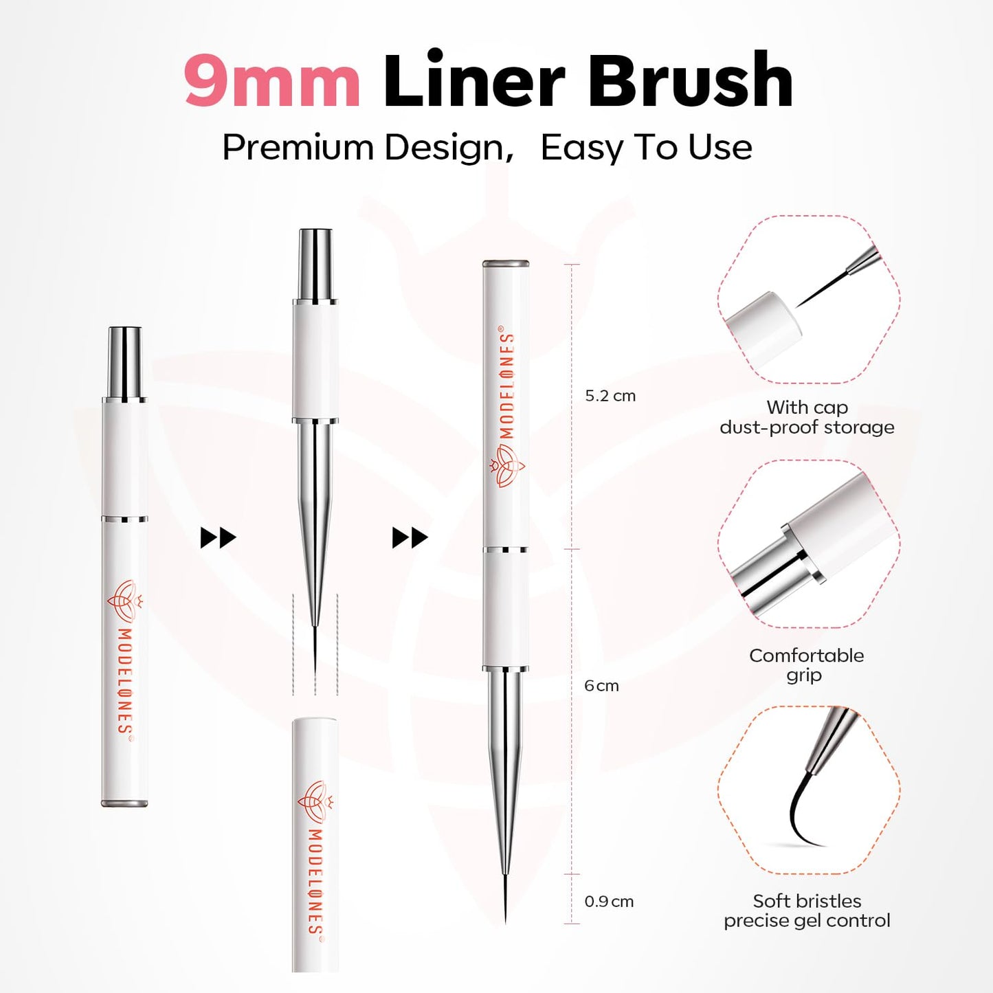 modelones Base Coat Builder Nail Gel, Clear Builder Nail Polish 7-in-One with Detachable Liner Nail Brush LED Lamp Cured Strengthener Color Rubber Base Coat for Apex Building Extension Thickening 10ml