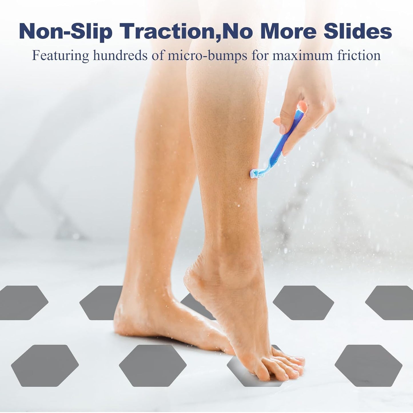28 PCS Shower Floor Non Slip Stickers with Strong Adhesive, Invisible & Durable Anti Slip Shower Stickers with Scraper for Bath Tub, Pools and Stairs(Grey,Hexagon)