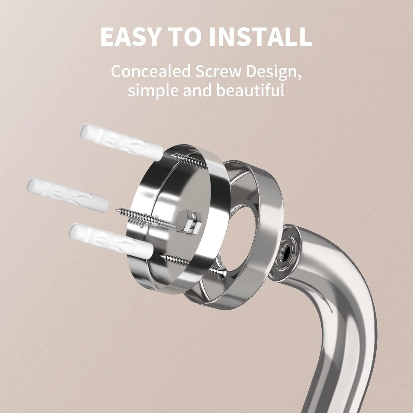 20 Inch Anti Slip Shower Grab Bar, Munzong Chrome Stainless Steel Bathroom Grab Bar w/Gray Rubber Grip, Bathroom Balance Bar,Safety Handrail Support,Handicap Elderly Senior Assist Bath Handle