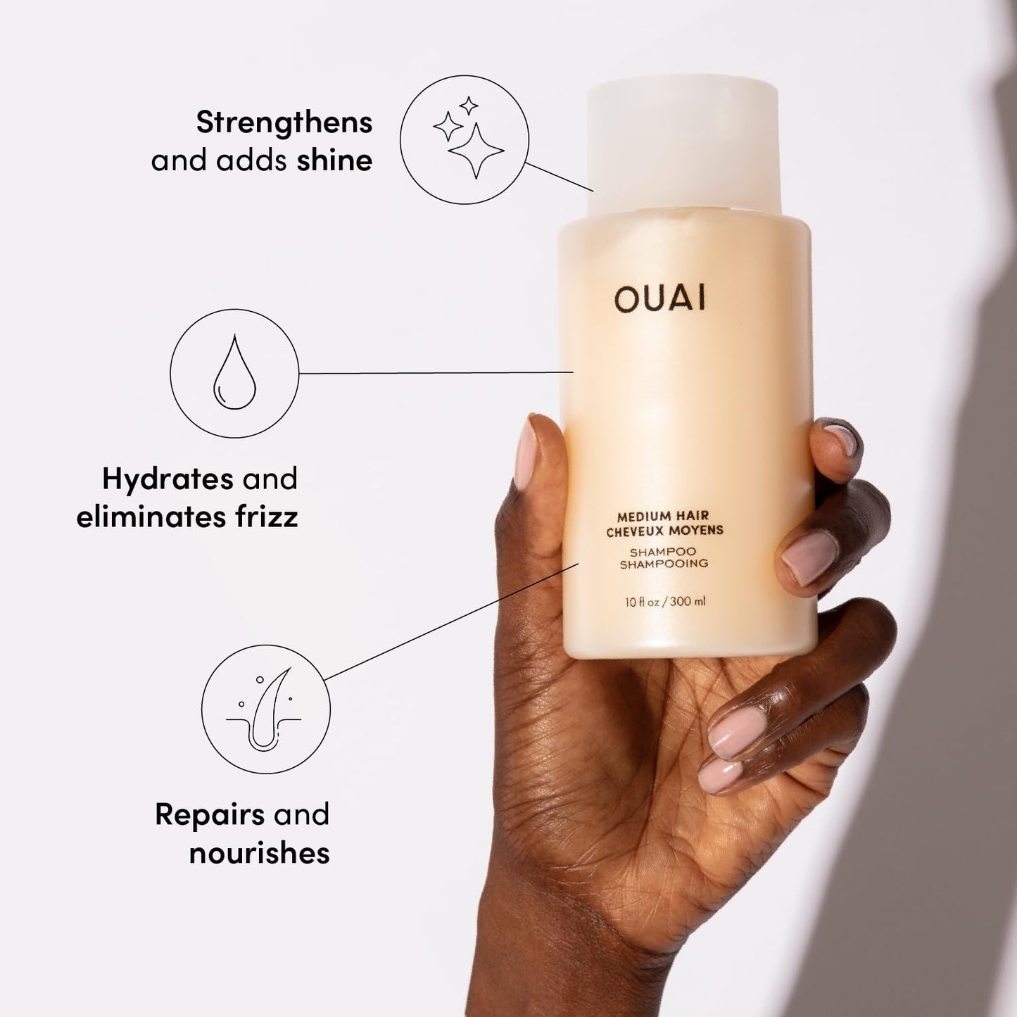 OUAI Medium Hair Shampoo & Conditioner Set, Travel Size - Hydrating Shampoo & Conditioner - With Coconut Oil, Babassu, Kumquat Extract & Keratin - Sulfate, Paraben & Phthalate Free (3 Oz)