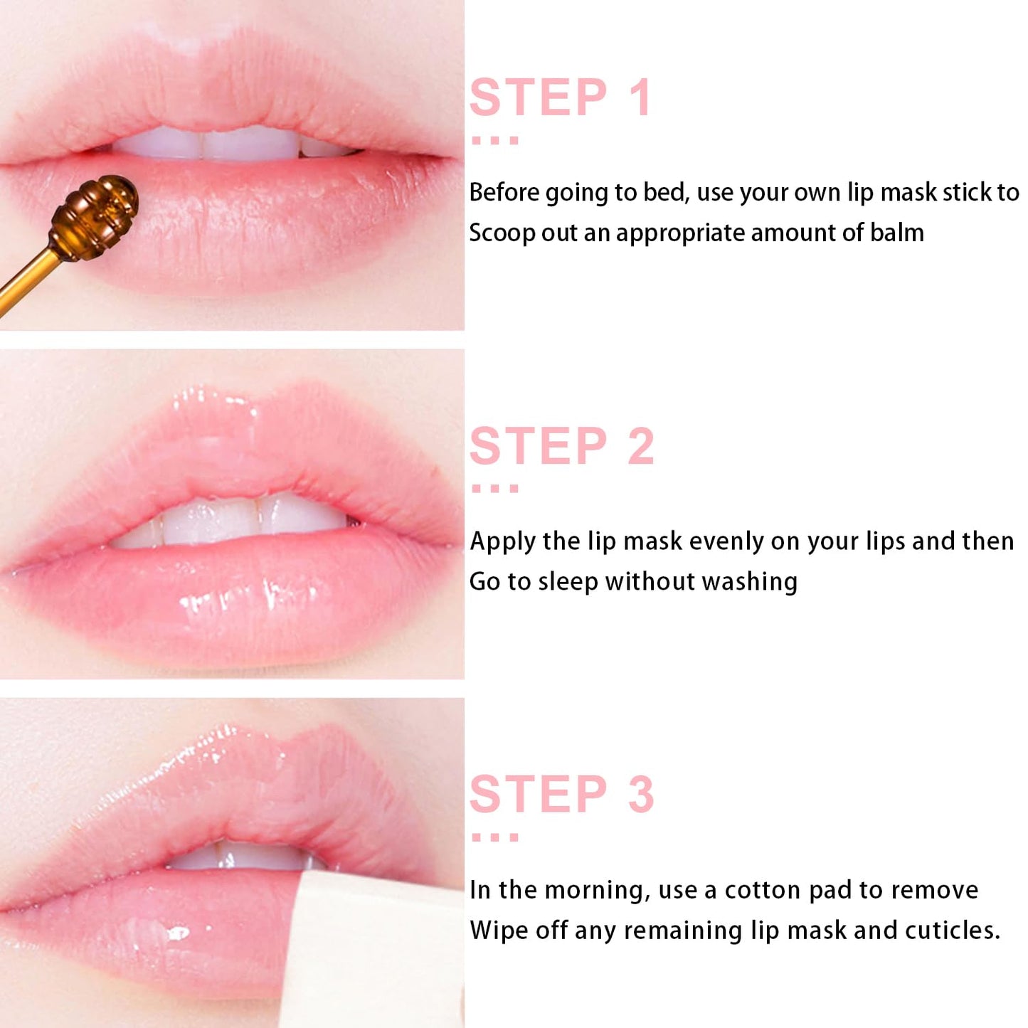 3 PCS Bee Lip Balm Lip Mask Honey Pot, Watermelon & Cherry & Coconut Lip Mask Propolis Moisturizing Lip, Hydrating Prevention Dry and Cracked Lip Scrubs Exfoliator (Honey& Strawberry& Apple Lime)