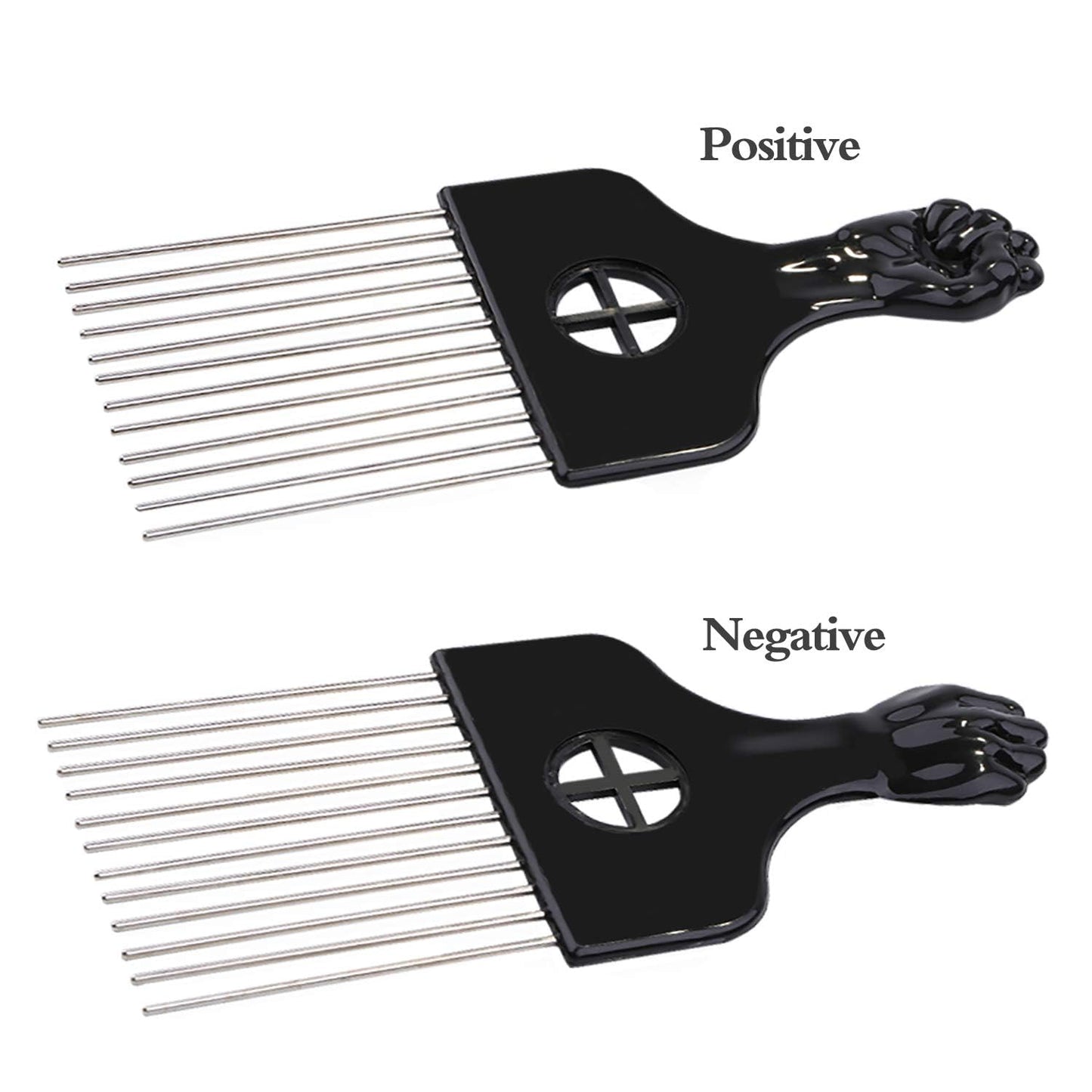 6Pcs Afro Picks Metal Hair Combs, Steel Teeth Hair Pick for Curly, Coily, Natural Hair, Detangling, Styling Comb for Men Women (Black)