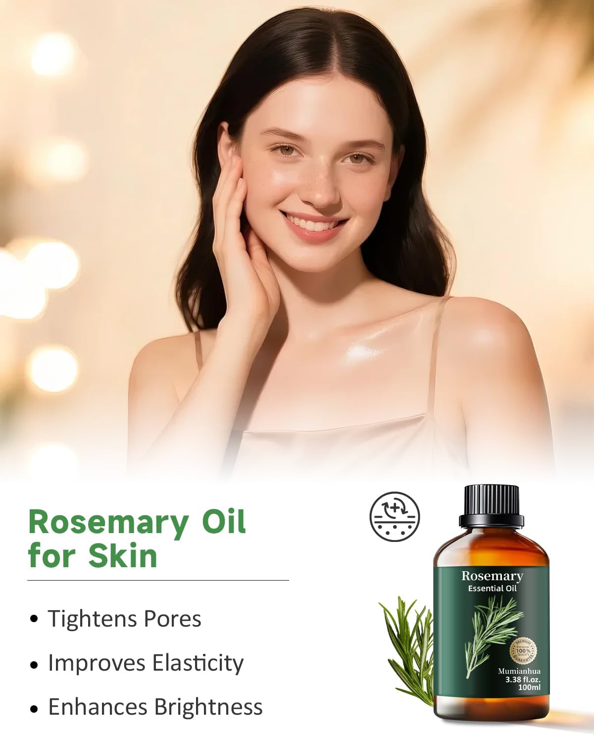 Rosemary Essential Oil Pure Mumianhua Natural Rosemary Oil for Diffuser, Aromatherapy, Cleansing, Scalp,Hair, Skin, Soap Making 3.38 Fl Oz