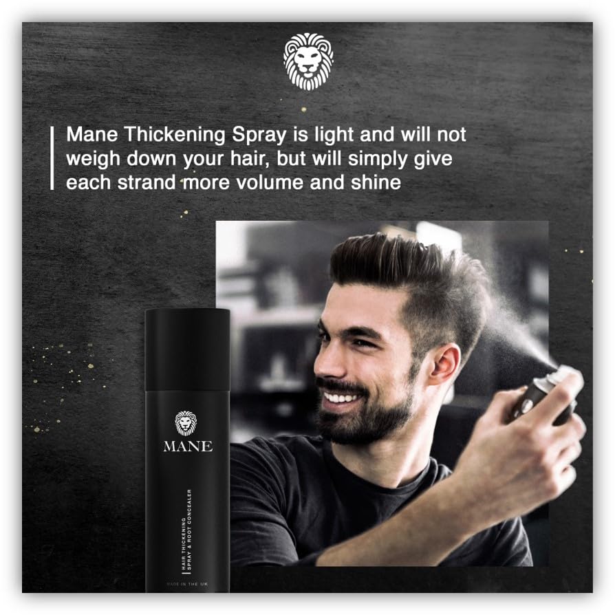 MANE Hair Thickening Fiber Spray (200 ml, Jet Black)
