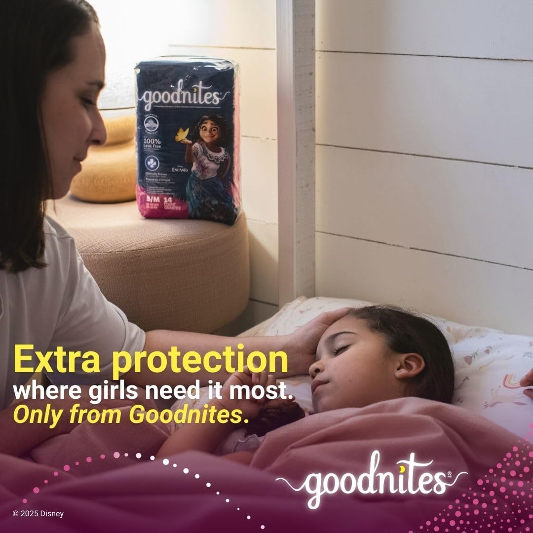 Goodnites Girls' Nighttime Bedwetting Underwear, Size Extra Large (95-120 lbs), 28 Ct (2 Packs of 14), Packaging May Vary