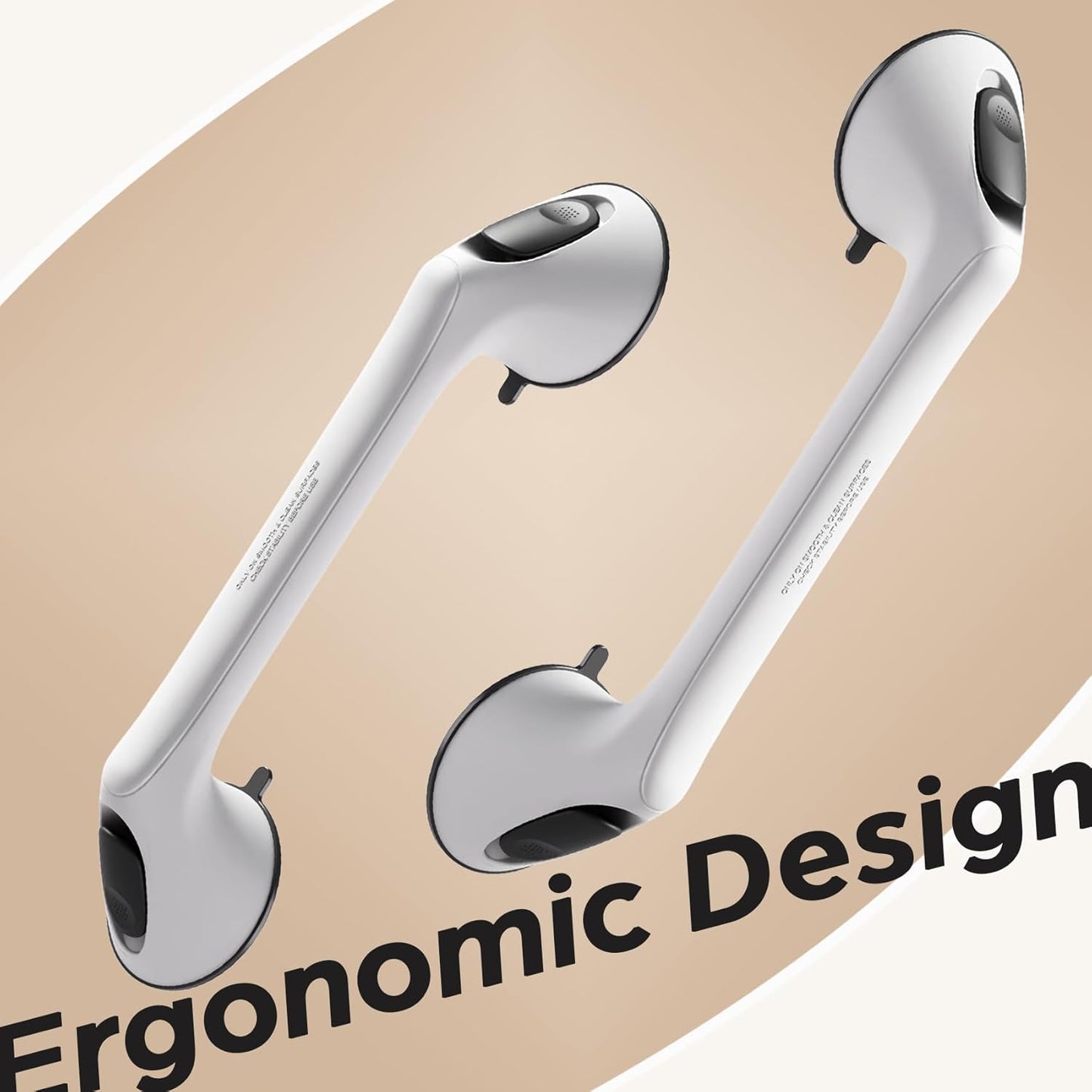 2 Pack 16 Inch Grab Bars for Bathtubs and Showers for Seniors, Heavy Duty Shower Handle for Elderly, Suction Cup Removable Handrails Handicap Bath Grip Bathroom Safety Grips (White and Black