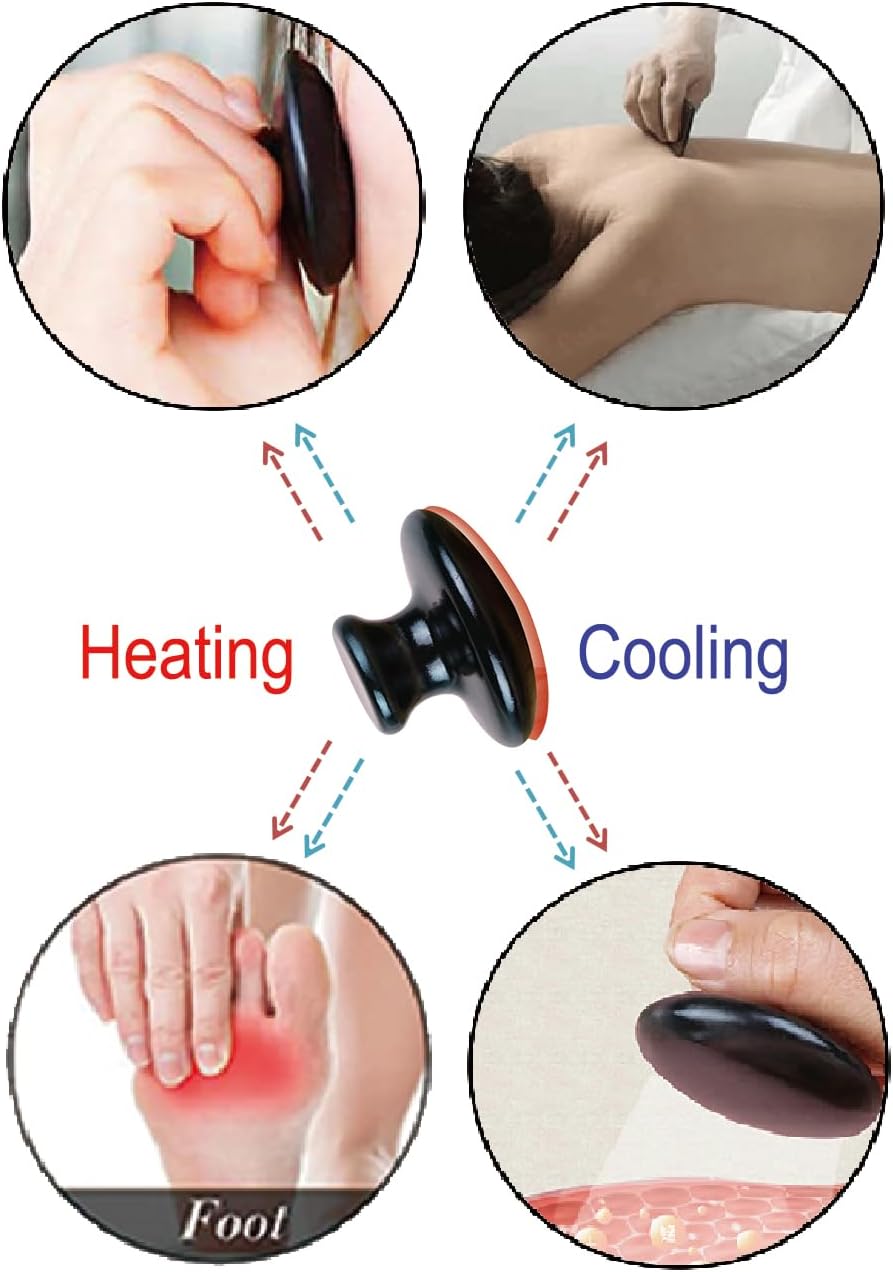 LLY Multifunctional Scraping Massage Tools. Natural Black sibin bian Stone. Beauty & Health Care,Relieve Wrinkles,Muscle and acupoint Massage (Mushroom Scraping Massager 2 Pack)