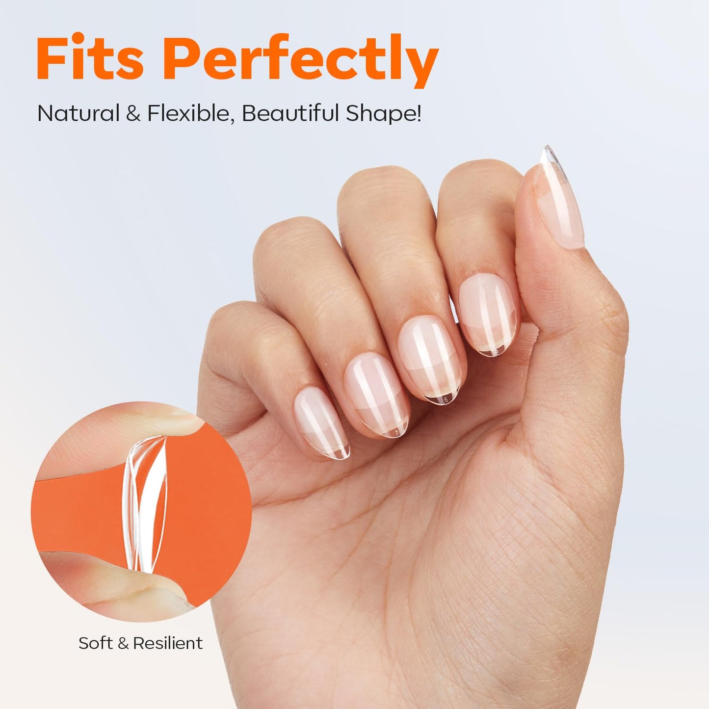 modelones Extra Short Almond Nail Tips, Pre-shaped Tips x Gel Soft Fake Nails False Acrylic Clear Full Cover Press on Extension Kit x Gel Manicure DIY at Home 216PCS 12Sizes