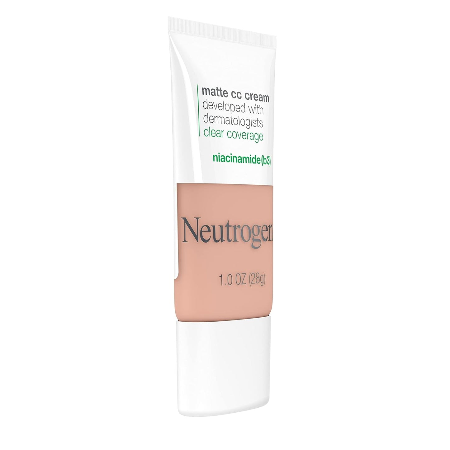 Neutrogena Clear Coverage Flawless Matte CC Cream, Full-Coverage Color Correcting Cream Face Makeup with Niacinamide (b3), Hypoallergenic, Oil Free & -Fragrance Free, Cool Beige, 1 oz