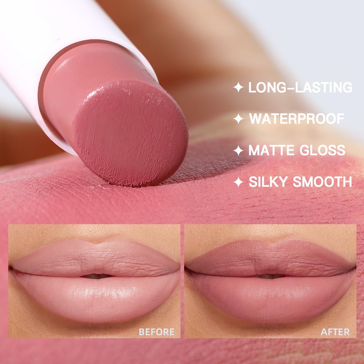 USHAS Lipstick and Lip Liner Combo Set 2 in 1 Waterproof Lipstick for Women Lip liner Set Long Lasting Lipstick, Matte Lipstick Pen with Lip Liner Set Makeup Kits (S10, Pack of 1)