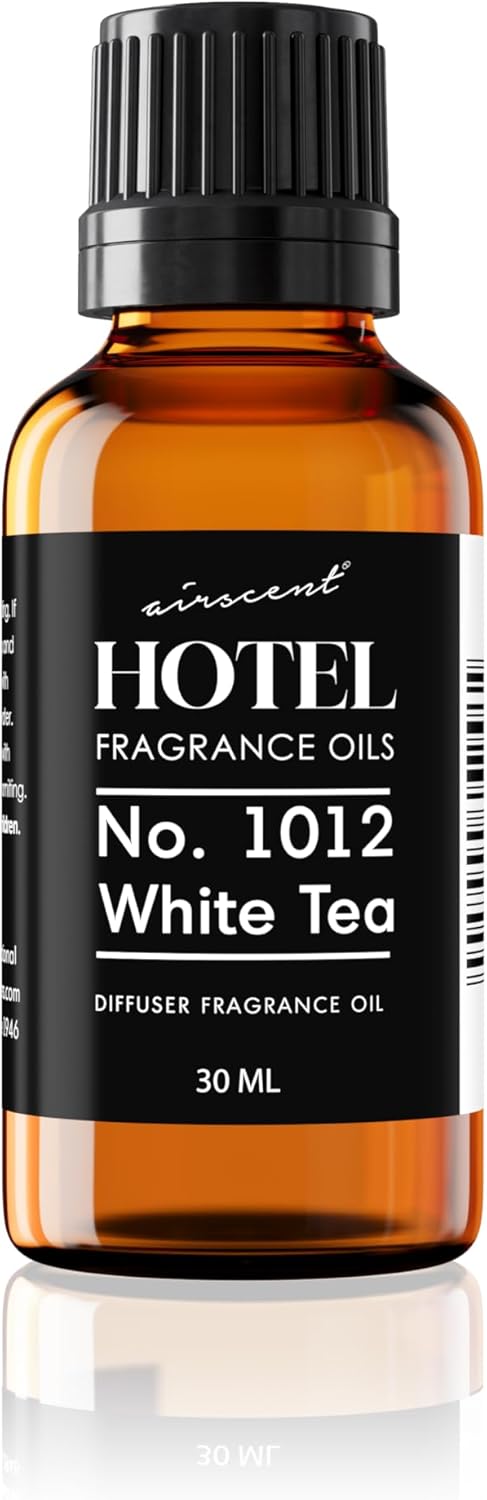 AirScent Hotel Diffuser Oil No. 1012 Inspired by The White Tea Hotel Scent - Premium Fragrance Oil for Ultrasonic and Waterless Diffusers and Crafting - 30 mL, 1 fl oz Glass Dropper Bottle