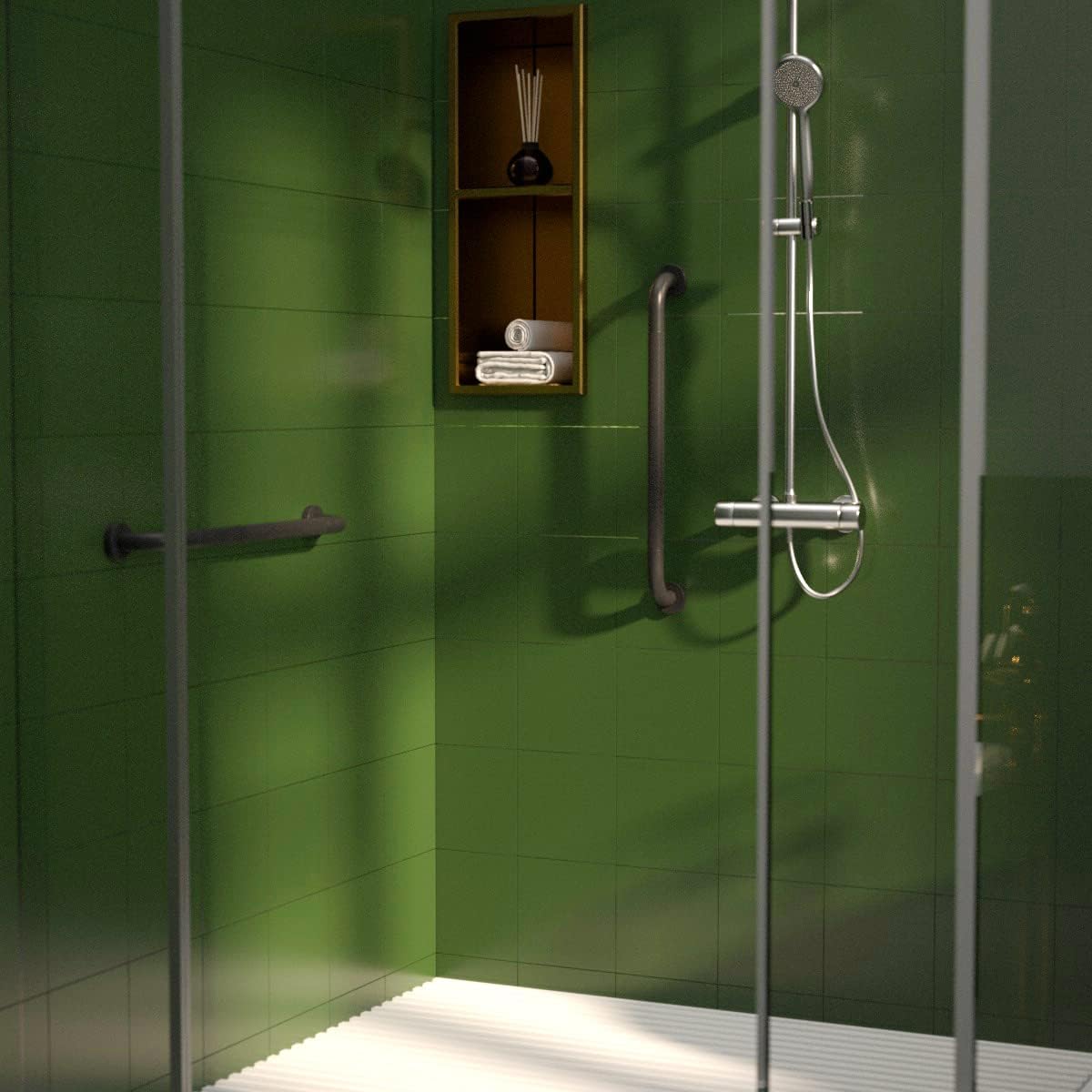 24 Inch Anti Slip Shower Grab Bar Oil Rubbed Black 1.25" Diameter,Munzong Bathroom Grab Bar, Knurled Bathroom Balance Bar,Safety Hand Rail Support Handicap Elderly Senior Assist Bath Handle