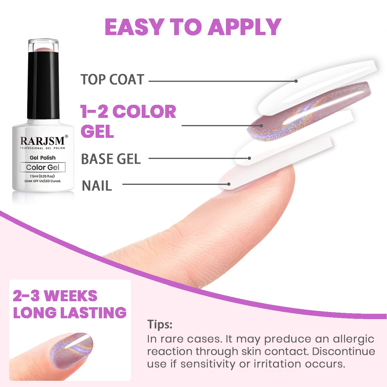 RARJSM Cat Eye Gel Nail Polish, Galaxy Chameleon Magnetic Gel Pink Holographic Glitter Soak Off U V L E D DIY Manicure Art for Salon Designs and Home DIY 7.5ML/0.26fl oz