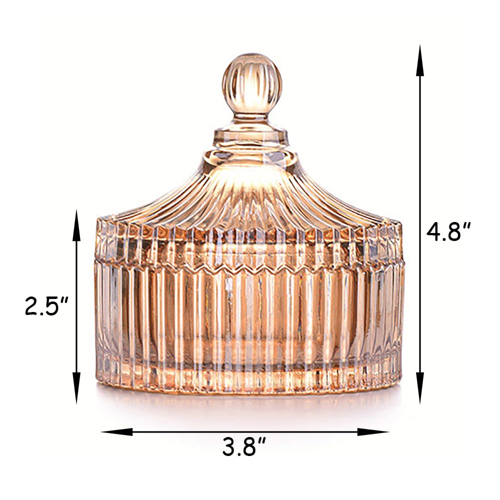 Ultra Soft Powder Puff and Container 3.3" High Density Velvet Dusting Washable Reusable Powder Puff,Body Powder Puff and Glass Jar Holder Loose Powder Box with Puff for Face Makeup(Amber)