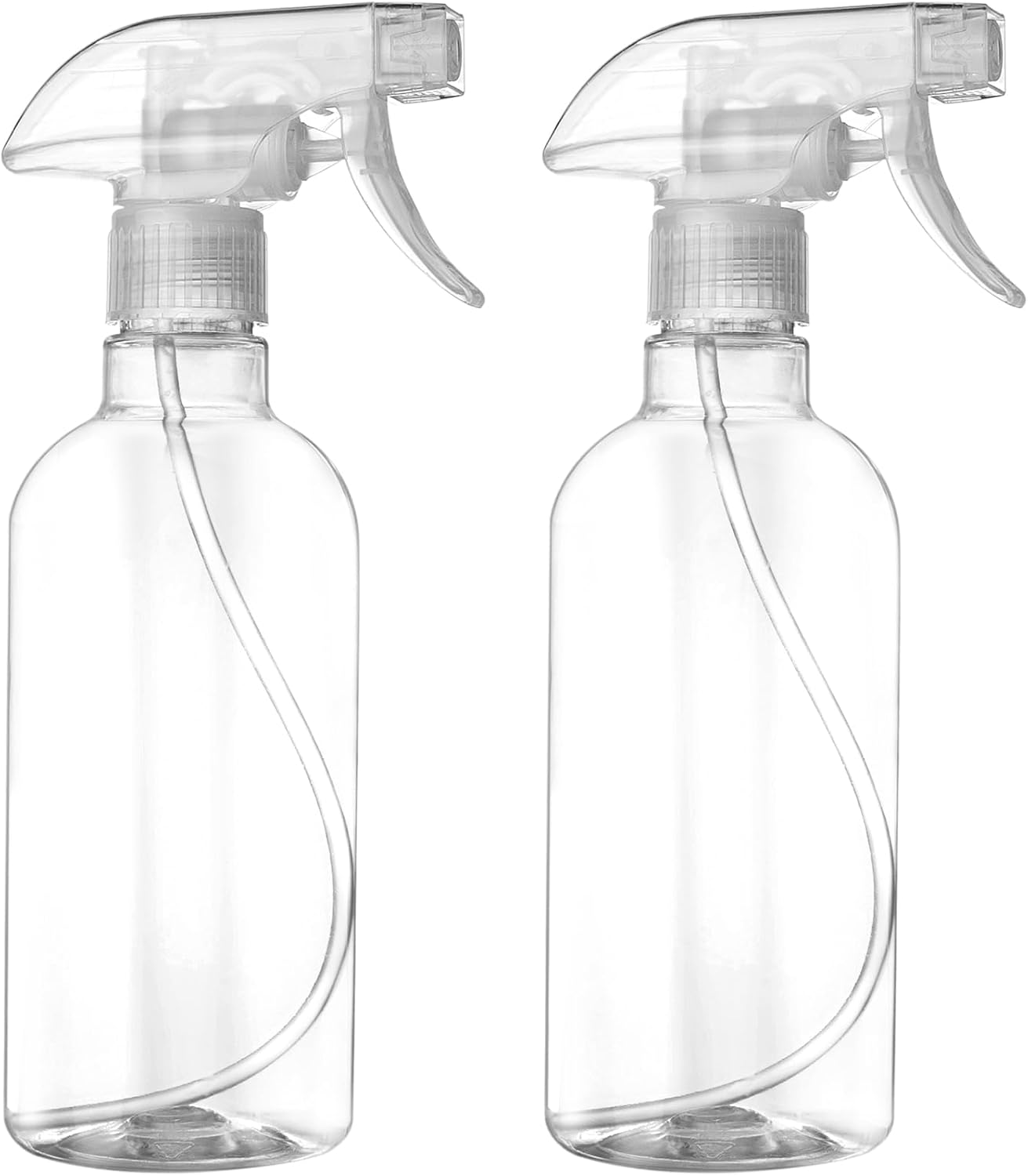 DIYSELF 2 Pack Spray Bottles for Cleaning 16 oz/500 ml Water Empty Spray Bottle Heavy Duty Plastic Clear Squirt Mist Spray Bottles for Hair Plants Pets Alcohol Lab Sprayer Bottle