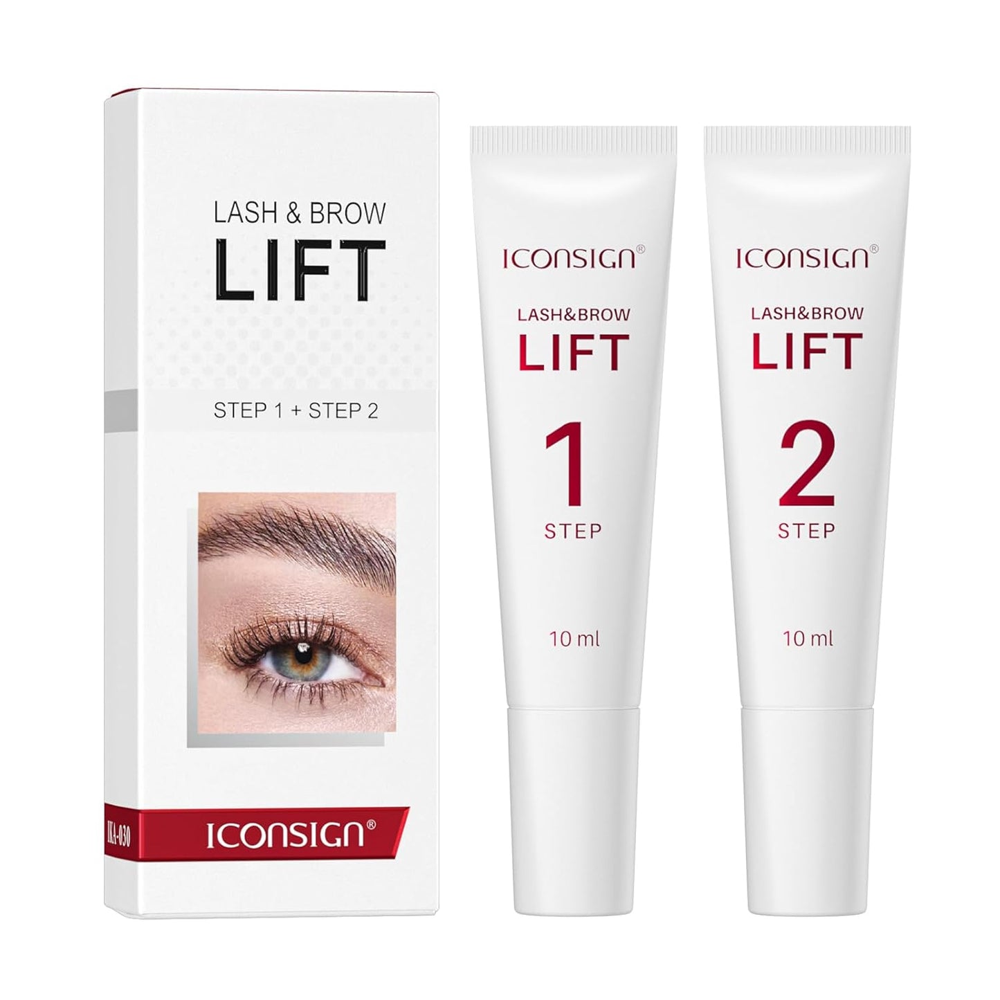ICONSIGN 2-in-1 Lash Lift Kit Brow Lamination Kit, High-capacity Lotion Tube Design Eyelash Perm Kit Perm & Setting Lotion for Salon or Home Use, White