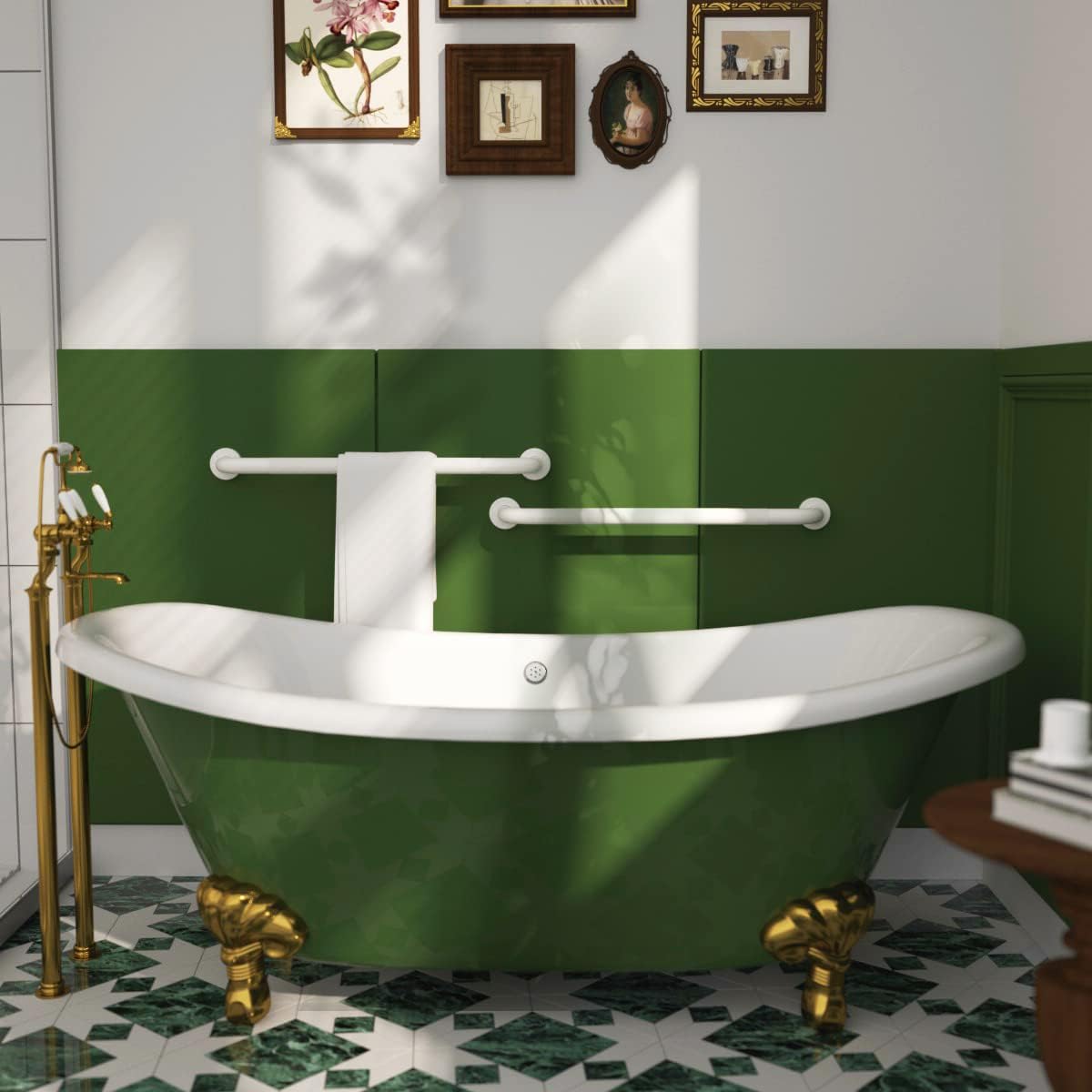 20 Inch Anti Slip Shower Grab Bar Oil Rubbed White 1.25" Diameter,Munzong 2 Pack Bathroom Grab Bar, Knurled Bathroom Balance Bar,Safety Hand Rail Support Handicap Elderly Senior Assist Bath Handle