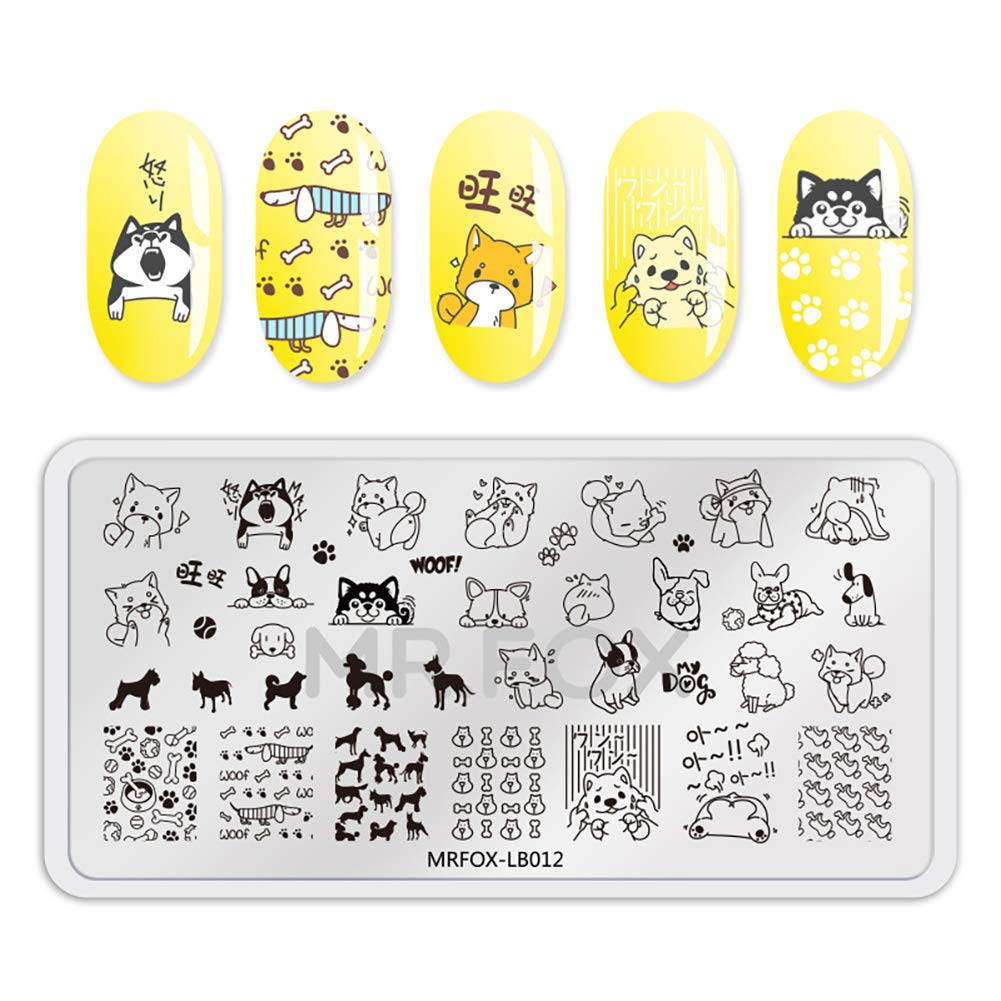 MR.FOX 5 pcs Nail Printing Board Set a Variety of cat Claws Kittens Puppies Unicorns and Other Patterns Art DIY Stamping templates