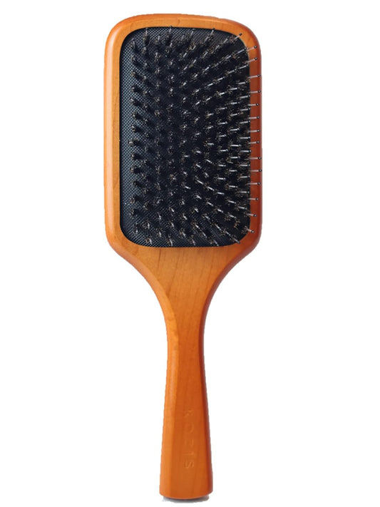KOZIS Wooden Paddle Hair Brush, Vegan Boar and Nylon Bristles, Large