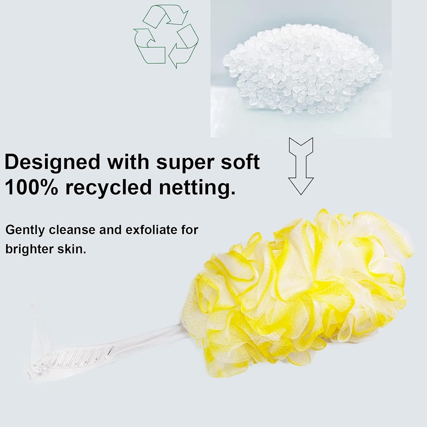 PPHAO - Back Bath Brush - Long Handle Shower Scrubber - Yellow Loofah Exfoliating Body Scrubber for Men and Women - 1 Pack