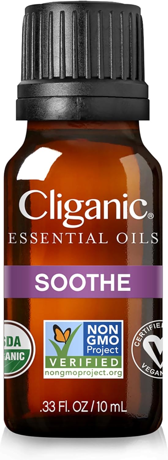 Cliganic Soothe Essential Oil Blend - Organic, Natural Aromatherapy Oil for Diffuser Steam Distilled | Non-GMO Verified
