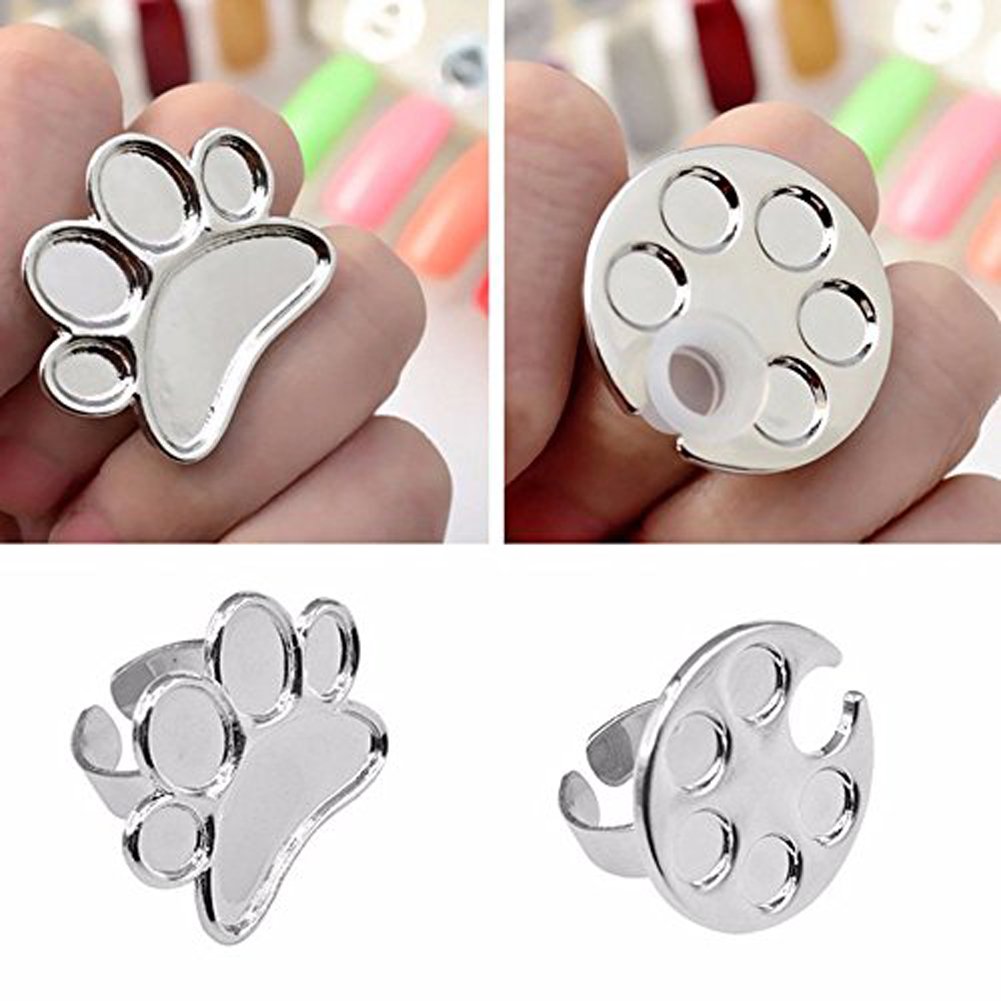 2 Pieces Mini Nail Art Polish Holder Nail Art Palette Rings Nail Palette Finger Rings