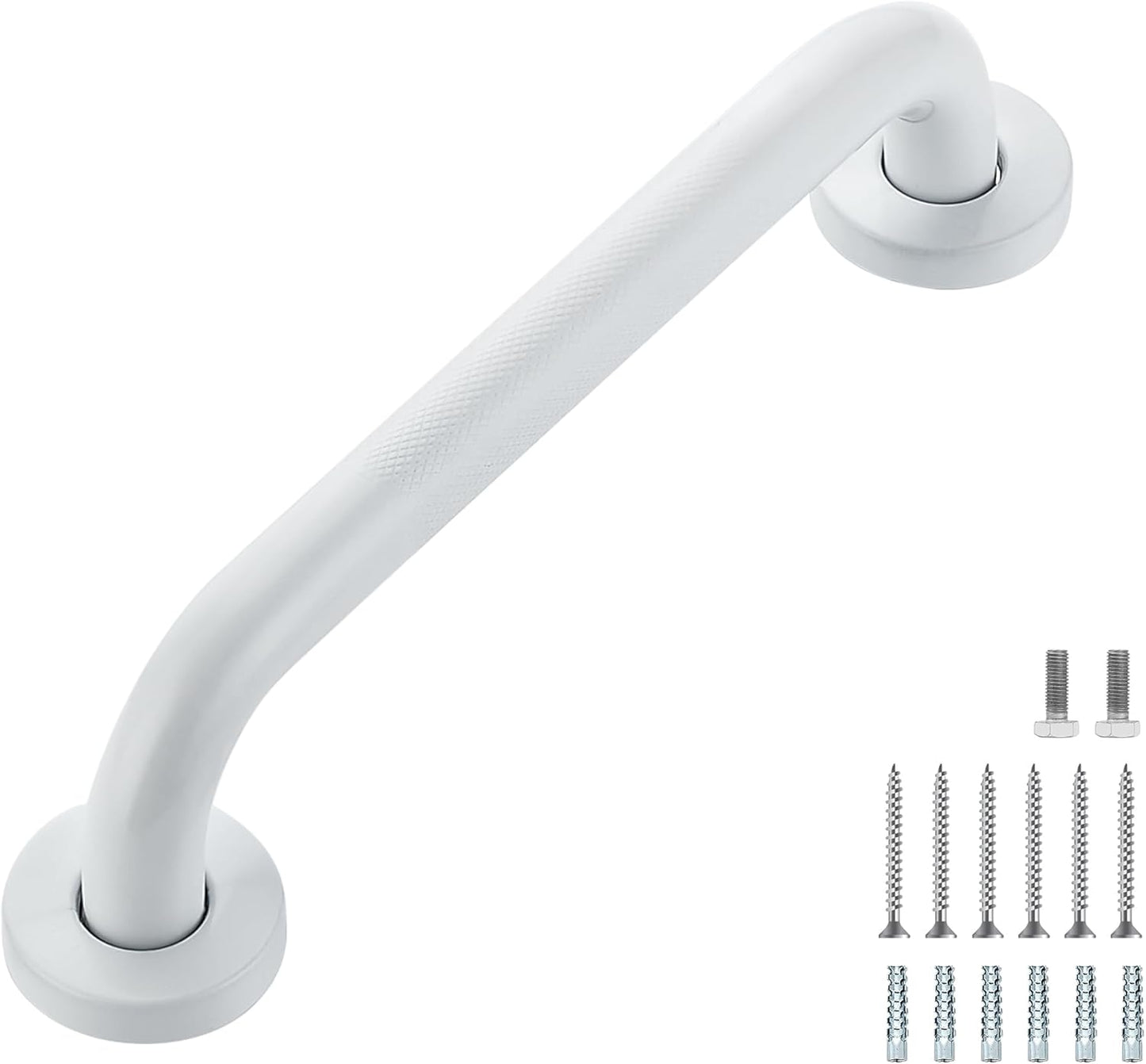 Grab Bars for Shower, 2 Pack 12-Inch Anti Slip Shower Handles for Elderly, Safety Shower Grab Bar, Stainless Steel Handicap Grab Bars for Bathroom (White 1" Diameter)