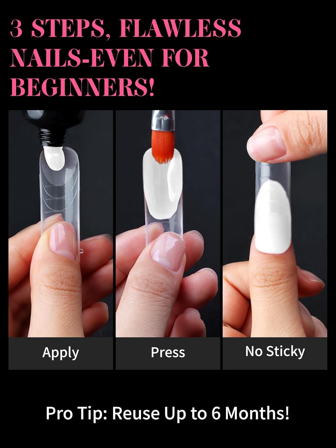 EBANKU Dual Nail Forms for Poly Extension Gel, 150 PCS Nail Molds Reusable 15 Sizes Nail Extension Forms for Builder Gel Manicure Design Salon DIY