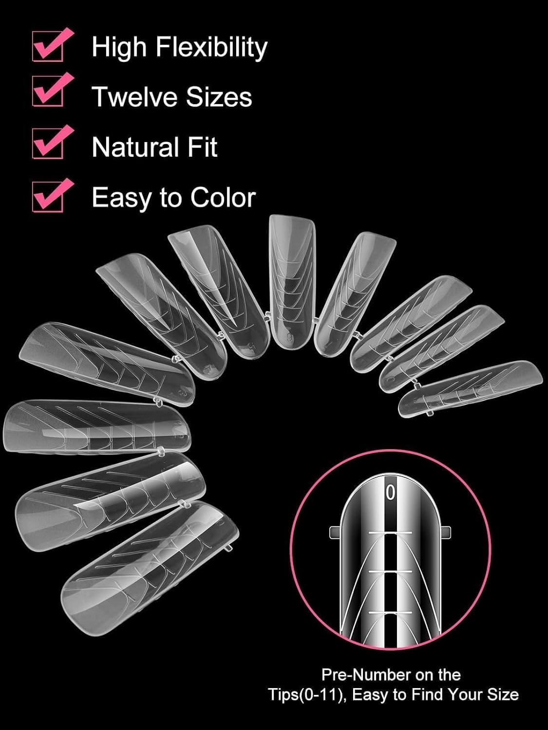 TOROKOM Poly Extension Gel Dual Nail Forms Nail Forms, 120Pcs Full Cover Coffin Nail Molds 12 Sizes for Gel Manicure Nail Art Design Salon&DIY