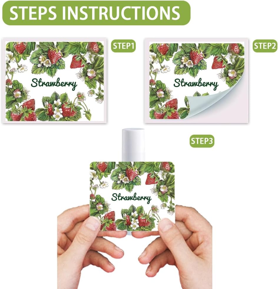 OLYCRAFT 100Pcs Self-Adhesive Lip Balm Tag Stickers 2.1x1.7 inch Waterproof Adhesive Label with Strawberry Rectangle Lipstick Tag Sticker for Lip Balm Container Tubes Lipstick Wrapping Decoration