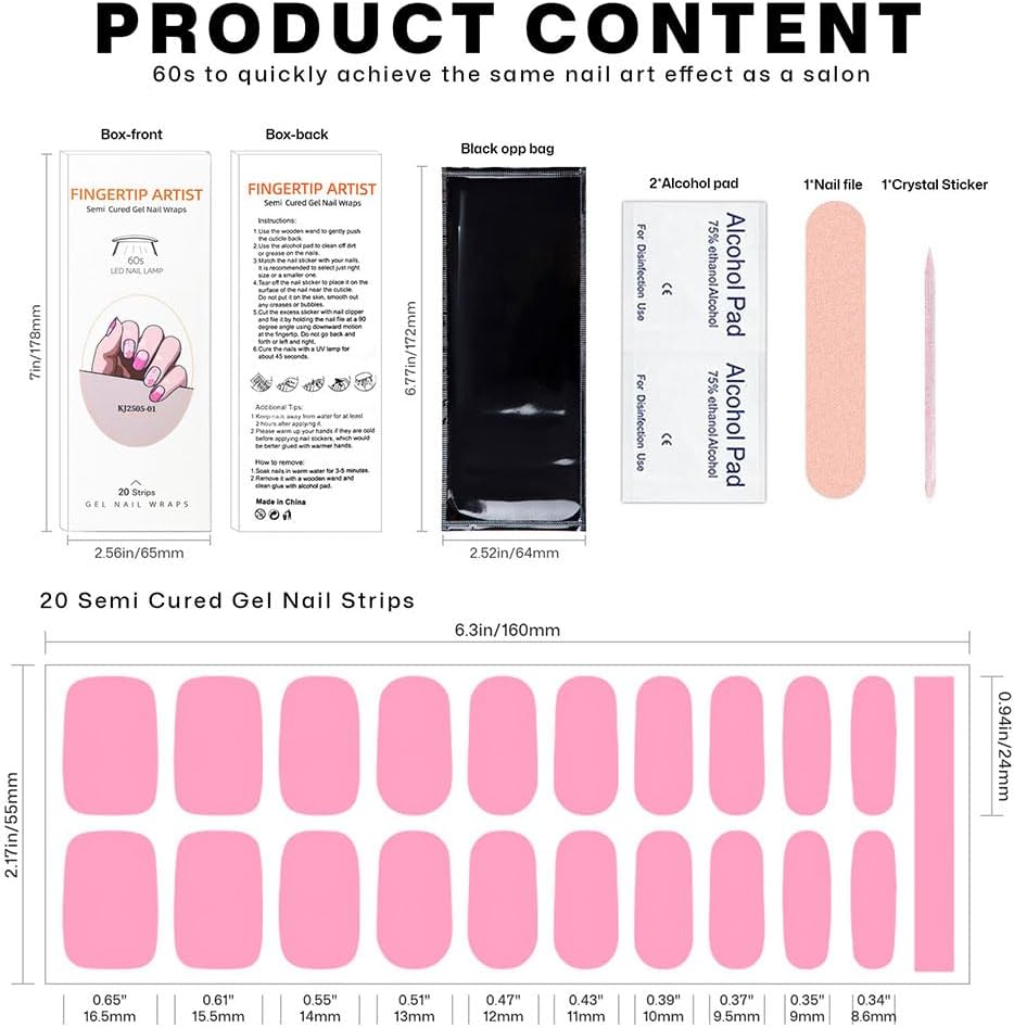 Semi Cured Gel Nail Strips with Gold and Black Designs Fall Gel nail stickers Sparkly Glossy Nail strips Salon Quality & Easy to Use 20 Pcs for Women