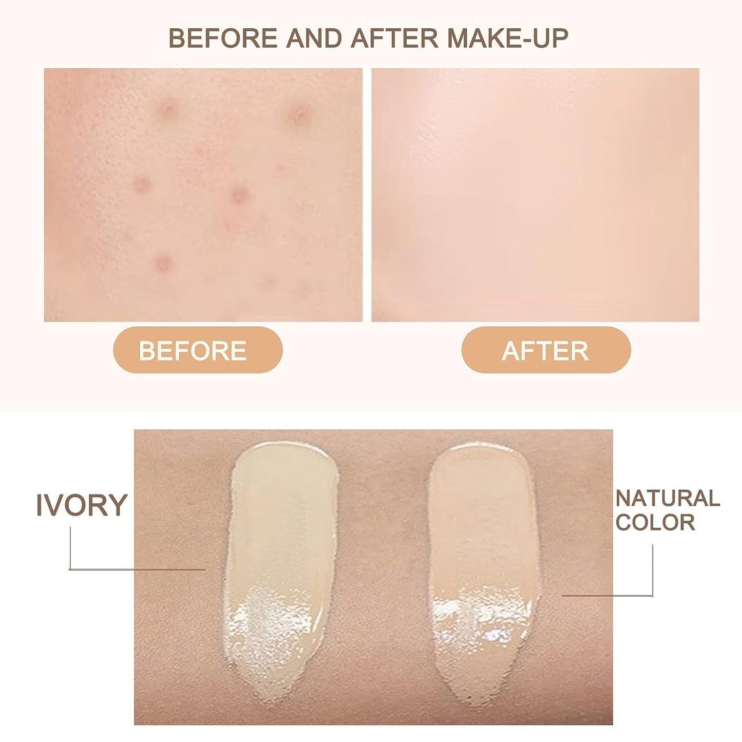 NOISSUE Cc Cream Skin Tone Adjusting CC Cream SPF 50, Face Sunscreen and Foundation, Colour Correcting Self Adjusting Soft Moisturizing Skin Tone Gel Invisible Pore Light Oil-Free (2pcs-Ivory)