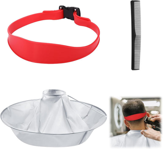 Fade Guide for Men Haircut, Self Haircut Kit for Men, Include Hair Cutting Guide & Cape Umbrella & Comb, Neckline Shaving Templat, DIY Hair Cutting Accessories Tools for Home (Red)