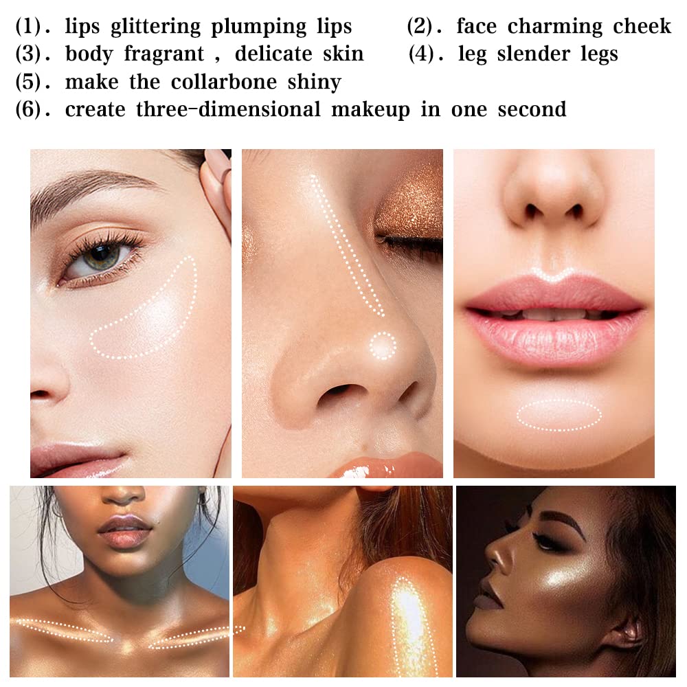 Shimmer Highlighter Palette Brown Color for Black Women,Highlight Makeup for Face/Body,Long Lasting Glow Illuminate Powder for Medium Skin,Highlighting Contour Palettes,Cruelty-Free