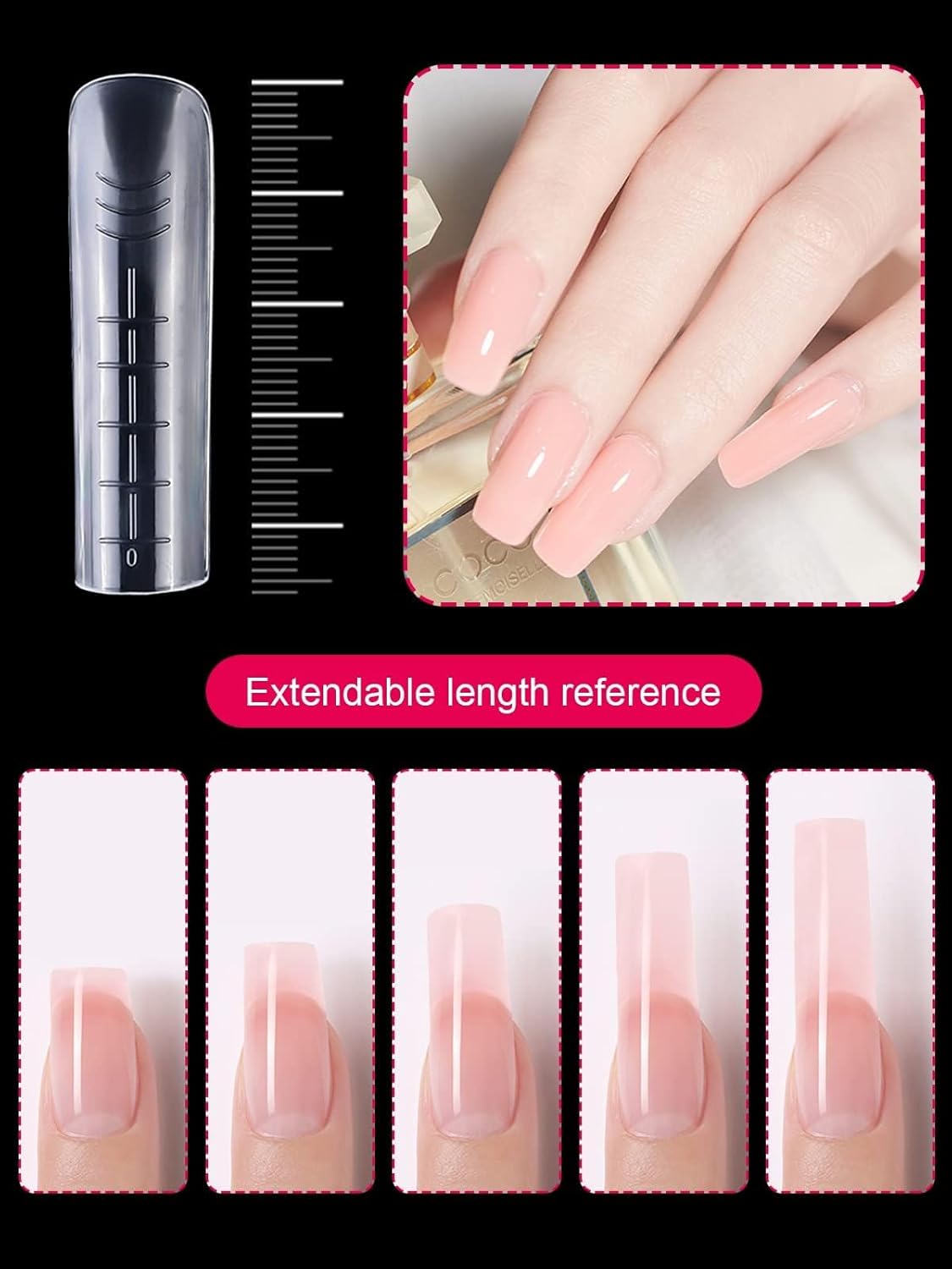 TOROKOM 120Pcs Poly Extension Gel Dual Nail Forms Square Clear Nail Forms Full Cover Coffin Nail Molds 12 Sizes for Gel Manicure Nail Art Design Salon&DIY