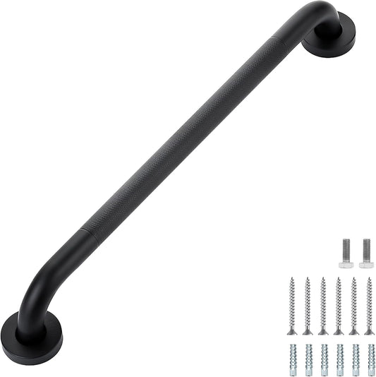 Grab Bars for Shower, 1 Pack 20-Inch Anti Slip Shower Handles for Elderly, Safety Shower Grab Bar, Stainless Steel Handicap Grab Bars for Bathroom (Black 1" Diameter)