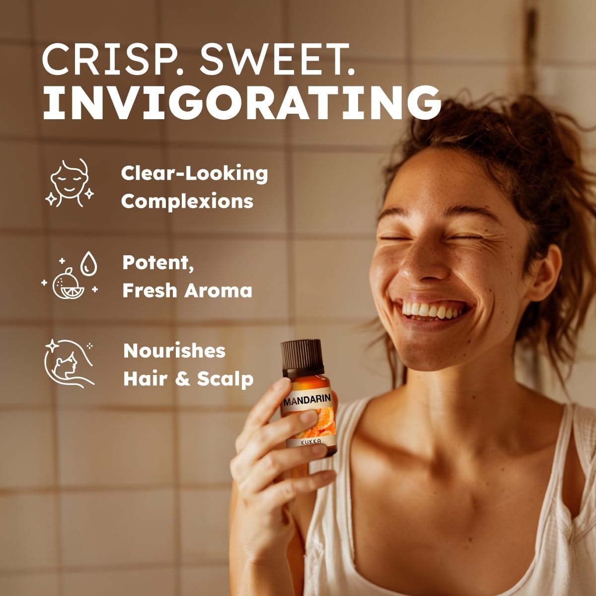 Kukka Mandarin Essential Oil for Diffuser Skin - 0.34 Fl Oz - Fresh & Citrusy Scent for Aromatherapy,Candle, Bath Bomb, DIY Soap Making Scents