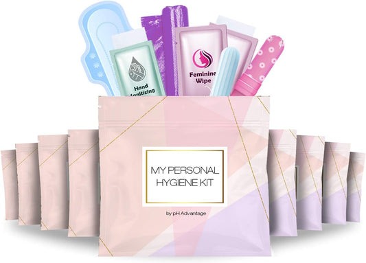 Light Rose Style Menstrual Kit All-in-One 10 Pack | Convenience on The Go | Period Kit Pack for Travelling, Tweens & Teenagers or just When You’re Out | Individually Wrapped Feminine Hygiene Product