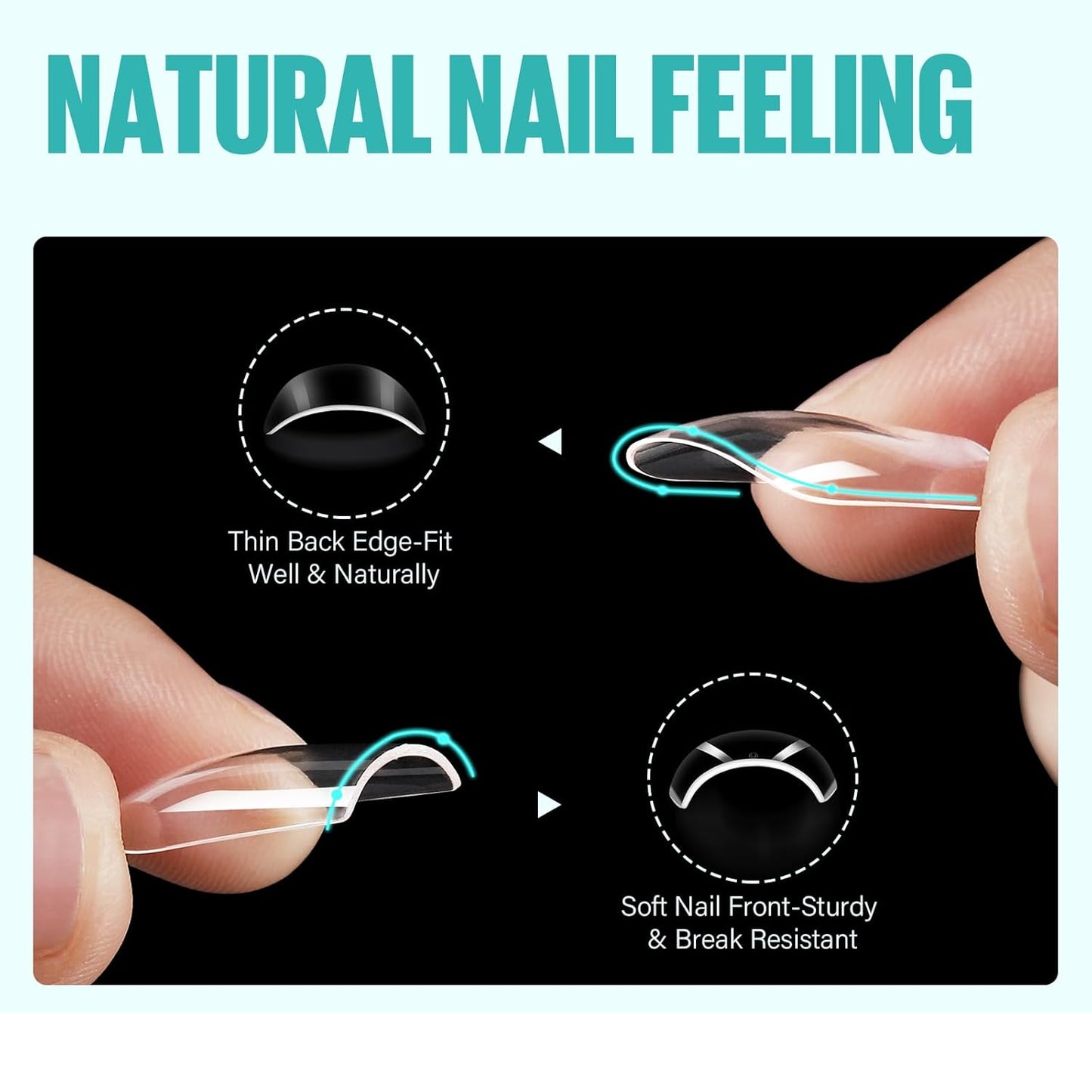 TOMICCA Fake Clear Nails, Short Square False Nail Tips, 216Pcs Nail Extension Tips for DIY Salon Gift