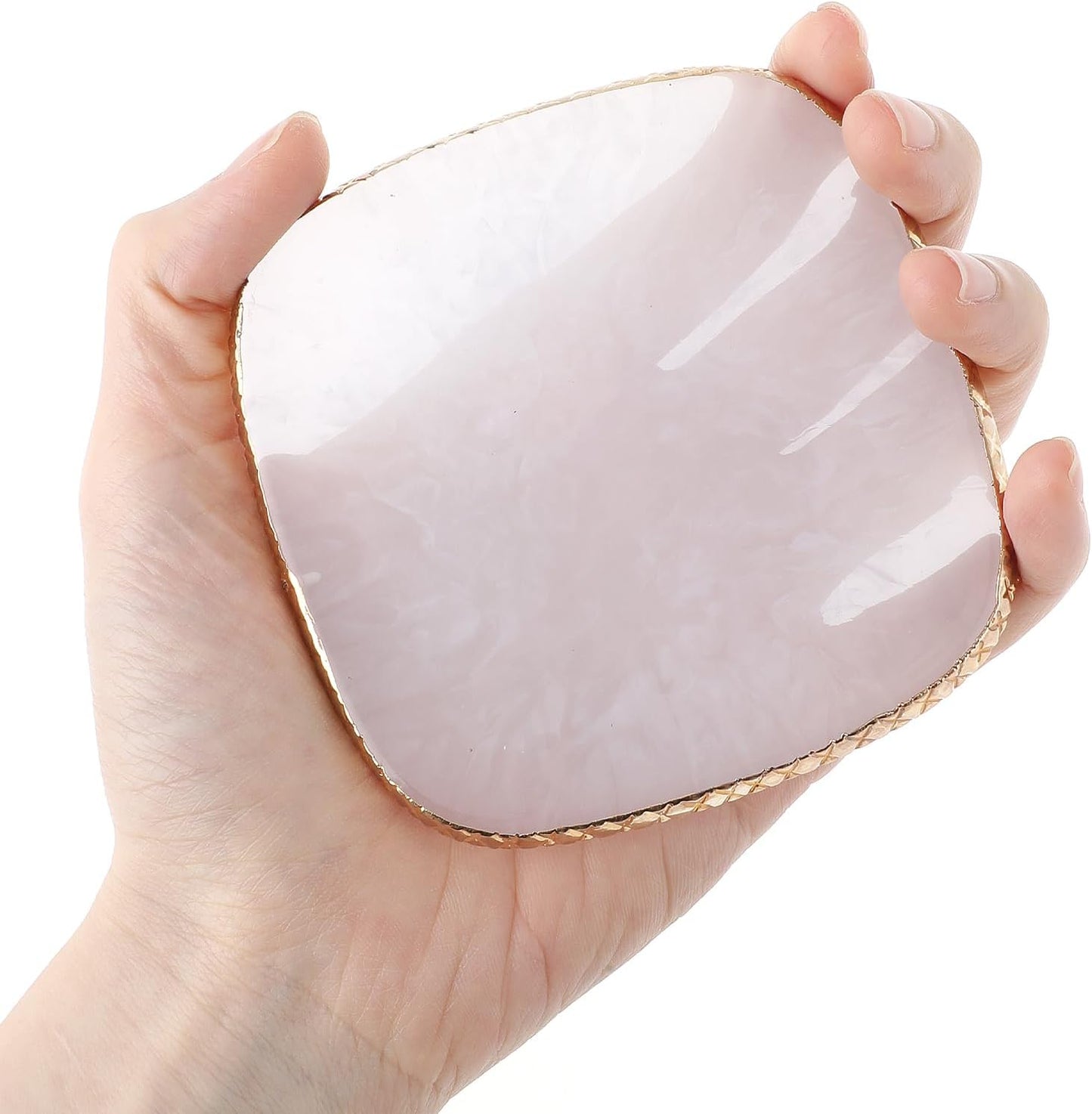 Resin Nail Art Palette Gold Edge Nail Holder Heart Shaped Color Makeup Foundation Mixing Tools Display Board Gel Nail Art Color Mixing Palette Painting Tray Manicure Tool (Milky)