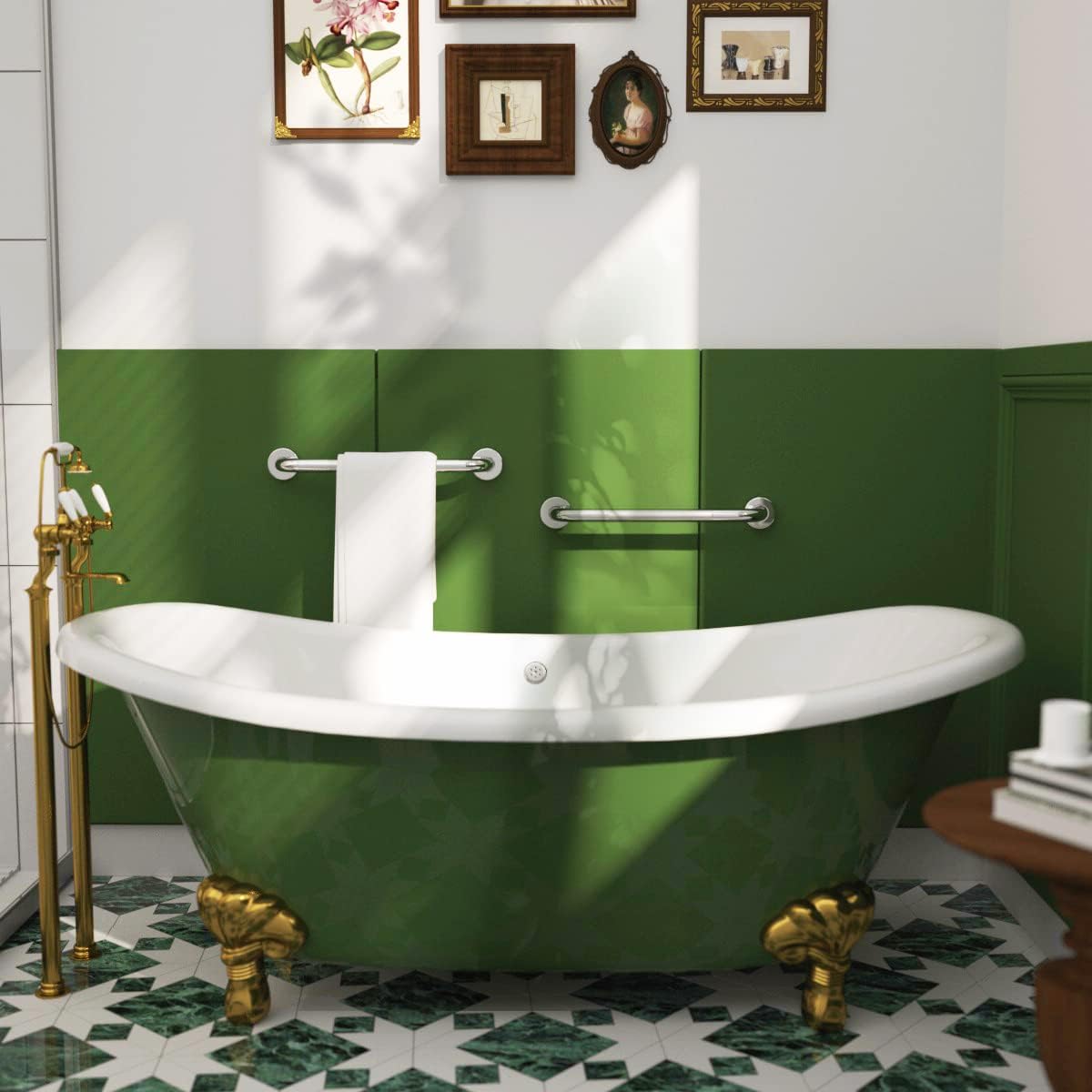 2 Pack 24 Inch Anti Slip Shower Grab Bar 1.25" Diameter,Munzong Stainless Steel Bathroom Grab Bar,Knurled Bathroom Balance Bar,Safety Handrail Support,Handicap Injury Elderly Senior Assist Bath Handle